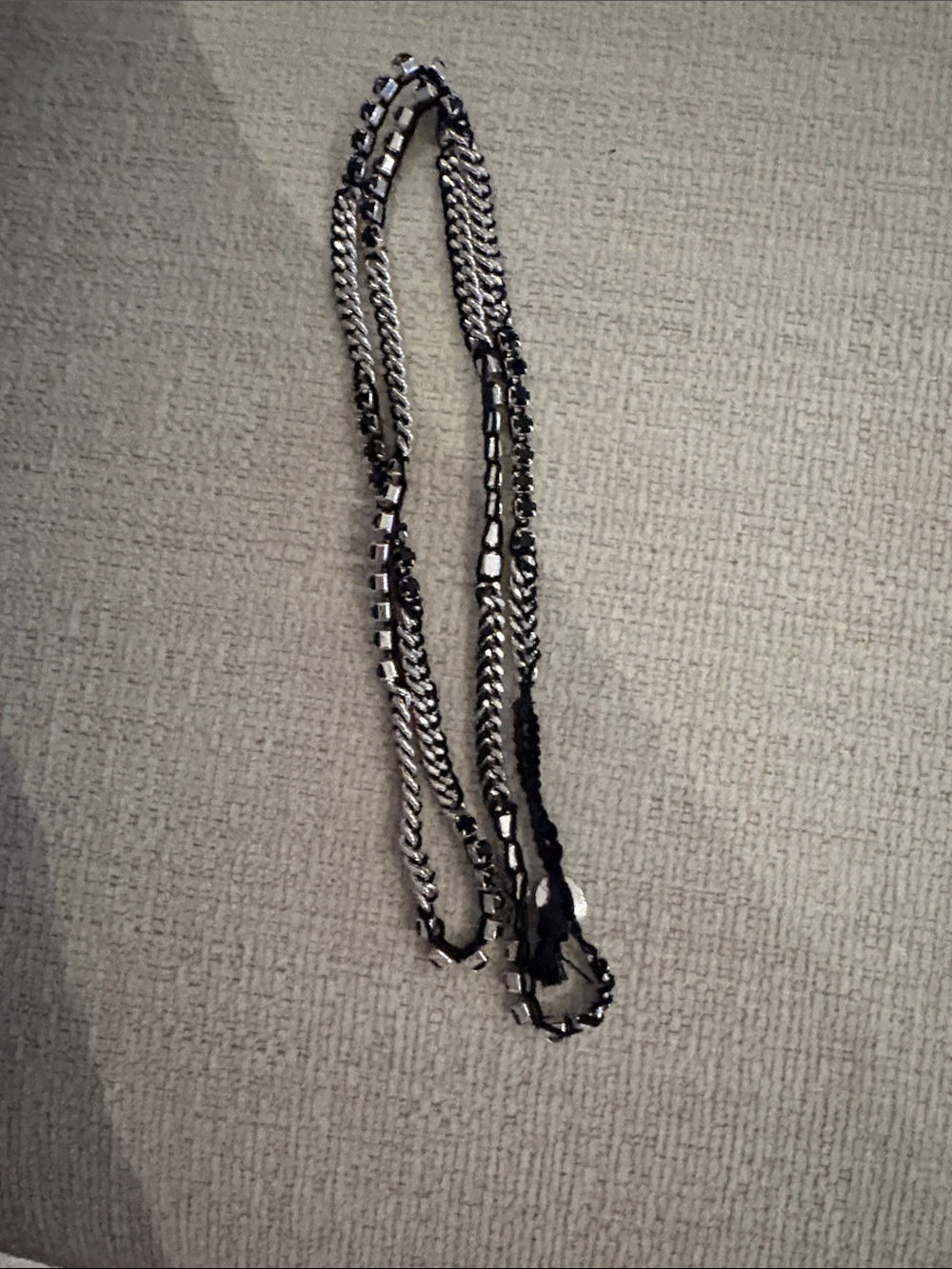 Multi-Chain Layered Necklace in Silver and Black